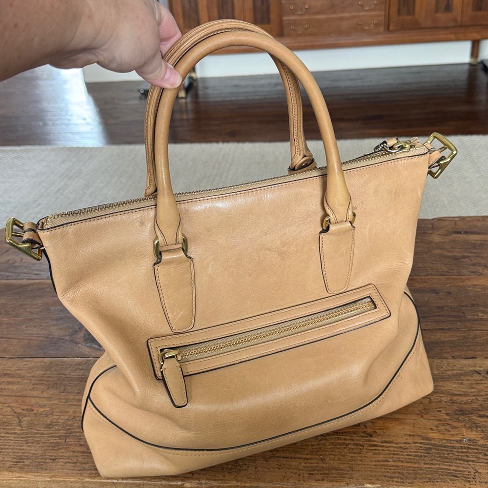 Coach Sand Legacy Glove Tanned Leather Rory North South Satchel Shoulder Bag - Picture 3 of 8
